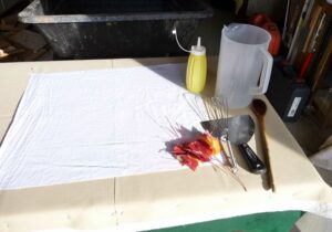 Prepared dying table and tools