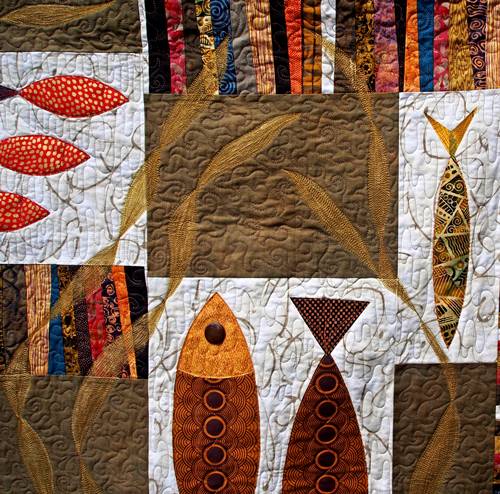 Closeup of Fish and Chips quilt pattern