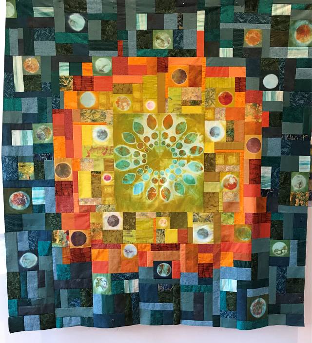 Quilt design using hand-dyed circles