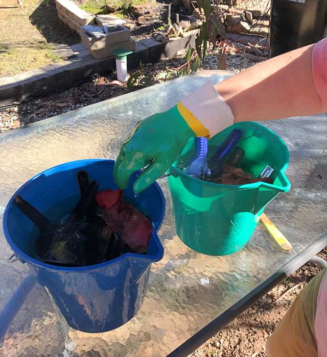 Many buckets and lots of clamps
